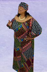Off-Shoulder West African Print Dress