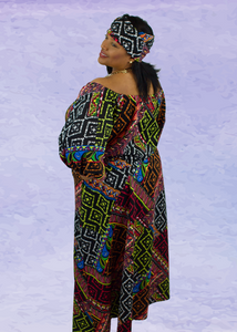 Off-Shoulder West African Print Dress