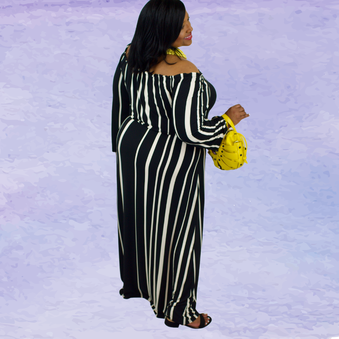 Black & Beige Striped Maxi JeanMaria Boutique Black & Beige Striped Maxi JeanMaria Boutique